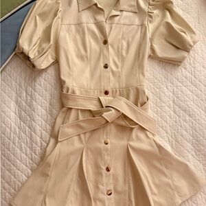 Fate Cream Puff Sleeve Mini Dress